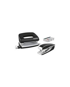Leitz Locher und Mini-Heftgerät WOW 10 Seiten, Schwarz