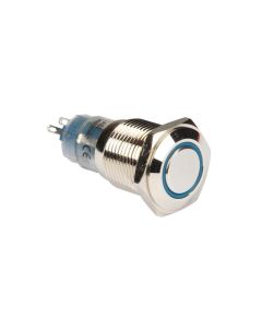 Velleman Drucktaster Metall 16 mm mit blauer Ringbeleuchtung