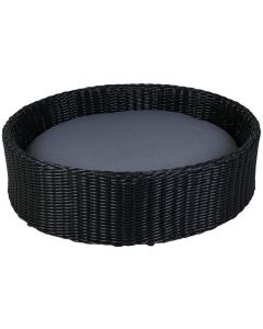 greemotion PET Hunde-Sofa Rattan-Optik rund, Schwarz, Grösse S