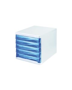 Helit Schubladenbox Colours 5 Schubladen, Weiss/Blau
