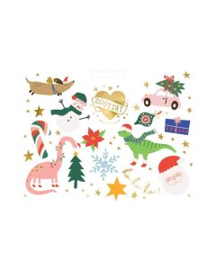 Partydeco Deko Tattoos Ho ho ho abwaschbar, 13 Stk.