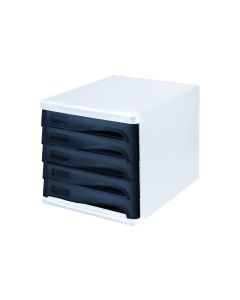 Helit Schubladenbox Colours 5 Schubladen, Weiss/Schwarz