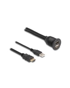 Delock USB 2.0-Verlängerungskabel HDMI/USB A - HDMI/USB A 1 m