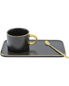 Kadastar Kaffeetasse Elegance 200 ml, 1 Stück, 3-teilig, Schwarz