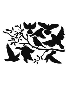 Esschert Design Fensterfolie Vogelsilhouetten auf Ast 33 x 23 cm