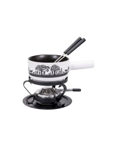 Kadastar Käsefondue-Set Bergchilbi E16 5 Teile, Schwarz/Weiss