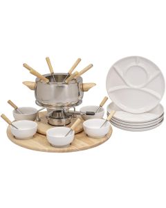 Kadastar Fleischfondue-Set Claudia 29 Teile, Braun/Edelstahl/Weiss