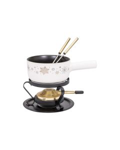 Kadastar Käsefondue-Set Sparkling Winter E16 5 Teile, Schwarz/Weiss