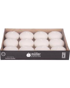 müller Kerzen Schwimmkerze 3 x 4.5 cm, Crème, 12 Stück
