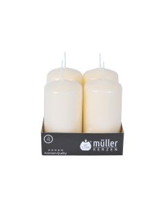 müller Kerzen Stumpenkerze 9 x 4.8 cm, Crème, 4 Stück