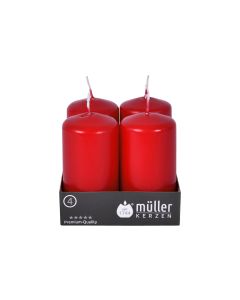 müller Kerzen Stumpenkerze 9 x 4.8 cm, Rot, 4 Stück
