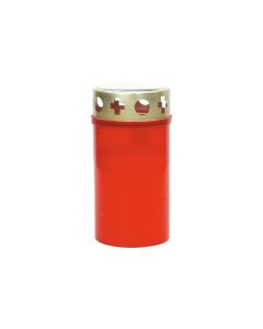 müller Kerzen Grabkerze klein mit Golddeckel 12 x 6 cm, Rot