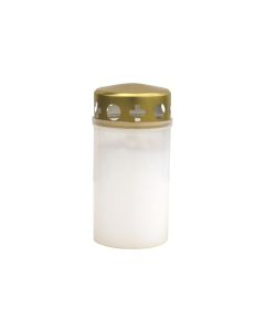 müller Kerzen Grabkerze klein mit Golddeckel 12 x 6 cm, Weiss