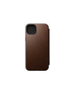 Nomad Book Cover Modern Leather Folio iPhone 14 Plus Braun