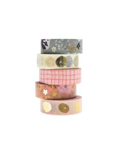 Rico Design Washi Tape Crafted Nature 1.5 cm x 10 m, Mehrfarbig, 5 Stück