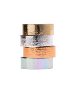 Rico Design Washi Tape Metallic 1.5 cm x 5 m, Mehrfarbig, 4 Stück
