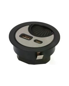 Max Hauri USB-Ladesteckdose USB A+C mit Kabeldurchführung, Silber