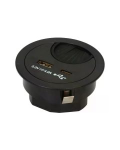 Max Hauri USB-Ladesteckdose USB A+C mit Kabeldurchführung, Schwarz