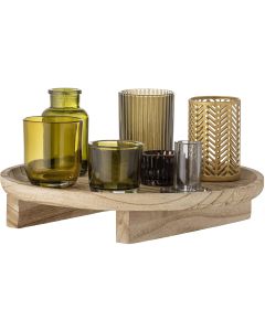 Bloomingville Windlicht Sanga 8er Set, Glas/Holz, Grün