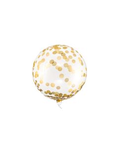 Partydeco Folienballon Gold/Transparent, mit goldenen Konfettis