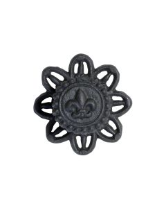 Chic Antique Möbelgriff mit französischer Lilie Ø 8 cm, antik Schwarz