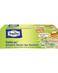 Toppits Sandwichbeutel Safeloc 19 cm x 21.5 cm, 25 Stück