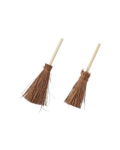 HobbyFun Mini-Utensilien Besen 7 cm, 2 Stück, Braun