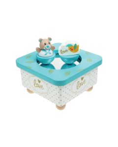 Spielba Holzspielwaren Musikspieldose Golden Bär blau