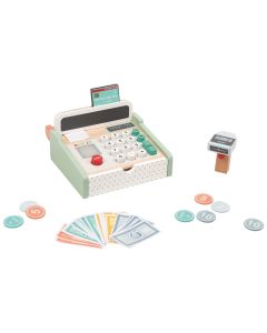 Spielba Holzspielwaren Spielgeld Kasse mit Scanner + Holzrechner