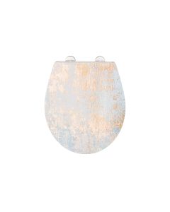 Wenko Toilettensitz Agate Absenkautomatik, Gold/Weiss