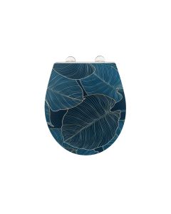 Wenko Toilettensitz Big Leaves Absenkautomatik, Blau/Grün