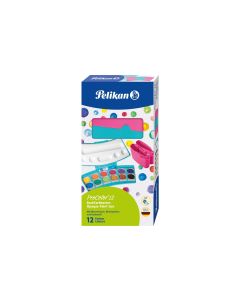 Pelikan Leuchtfarbe Deckfarbkasten 12 Farben, Türkis und Pink