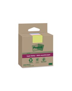 Post-it Notizzettel Super Sticky Recycling, Mehrfarbig, 3 Blöcke