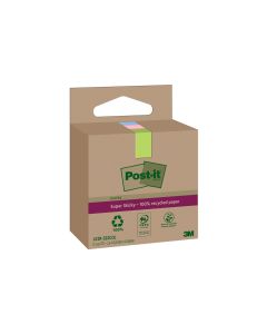 Post-it Notizzettel Super Sticky Recycling, Mehrfarbig, 3 Blöcke