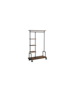 VASAGLE Garderobe auf Rollen 174.5 cm, Braun/Schwarz