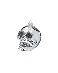 INGES CHRISTMAS DECOR Weihnachtskugel Totenkopf 9 cm, 2 Stück, Silber