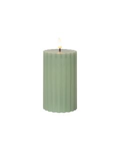 Star Trading LED-Kerze Pillar Flamme Stripe, Ø 7.5 x 15 cm, Grün
