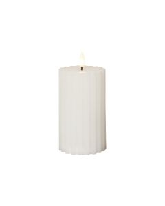 Star Trading LED-Kerze Pillar Flamme Stripe, Ø 7.5 x 15 cm, Weiss