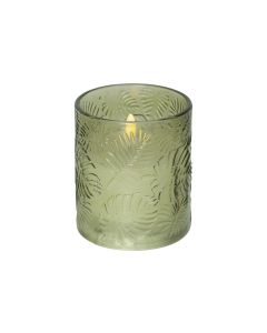 Star Trading LED-Kerze Pillar Flamme Leaf, Ø 8.5 x 10 cm, Grün