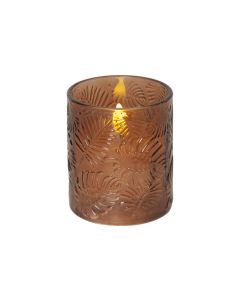 Star Trading LED-Kerze Pillar Flamme Leaf, Ø 10 x 12.5 cm, Braun