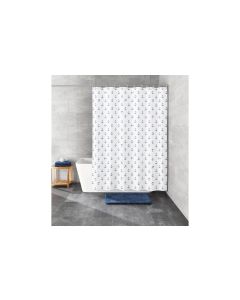 Kleine Wolke Duschvorhang Anchor 180 x 180 cm,  Dunkelblau/Weiss