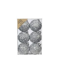 INGES CHRISTMAS DECOR Weihnachtskugel Winter Silver Ø 6 cm, 1 Stück, Silber