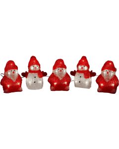 Konstsmide LED-Figur Acryl Schneemänner & Santas, 5er Set
