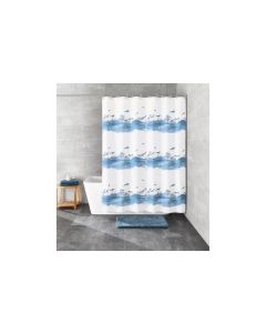 Kleine Wolke Duschvorhang Seaside 180 x 200 cm, Blau/Weiss