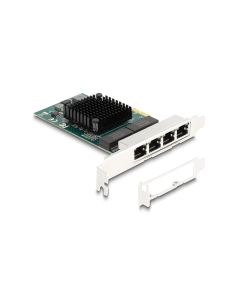 Delock Netzwerkkarte 4x RJ45 Gigabit, PCI-Express x1