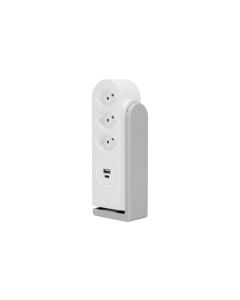 STEFFEN Tischsteckdosenleiste Clamp 3x T13, USB-A+C, Weiss
