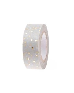 Rico Design Washi Tape Punkte 1.5 cm x 10 m, Gold/Grau