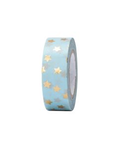 Rico Design Washi Tape Sterne 1.5 cm x 10 m, Blau/Gold