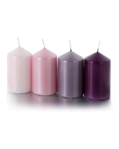 balthasar Zylinderkerze Kerzenset assortiert Rosa-Violetttöne, 4 Stück