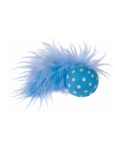 Nobby Katzen-Spielzeug Ball mit Rassel und Feder, 4 cm, Blau